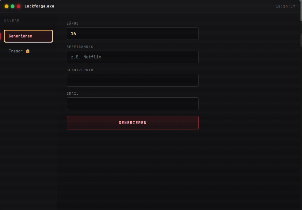 Lockforge Generator-Ansicht