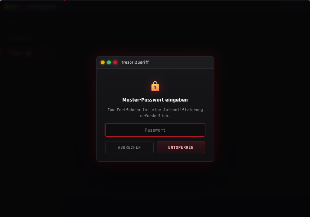 Lockforge Master-Passwort-Fenster